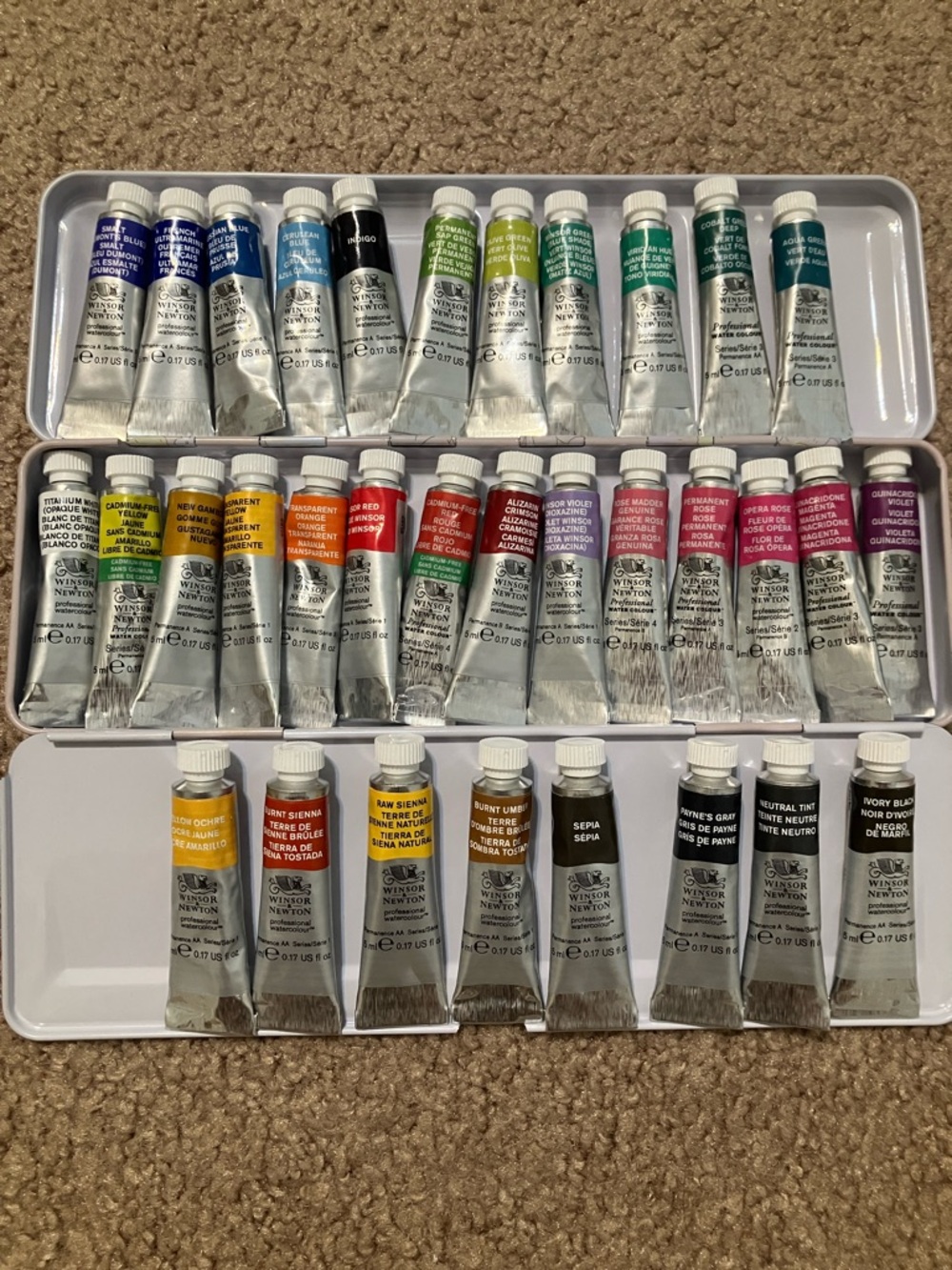 Winsor & Newton Professional Watercolour Paint 33 Assorted Colors 5 ml tubes